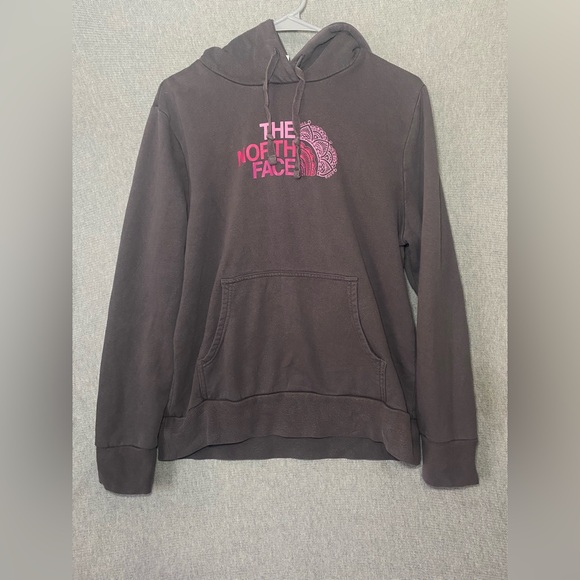 The North Face Sweaters - The North Face Hoodie Sweatshirt Women’s Large Fleece Pocket Washed Gray Pink